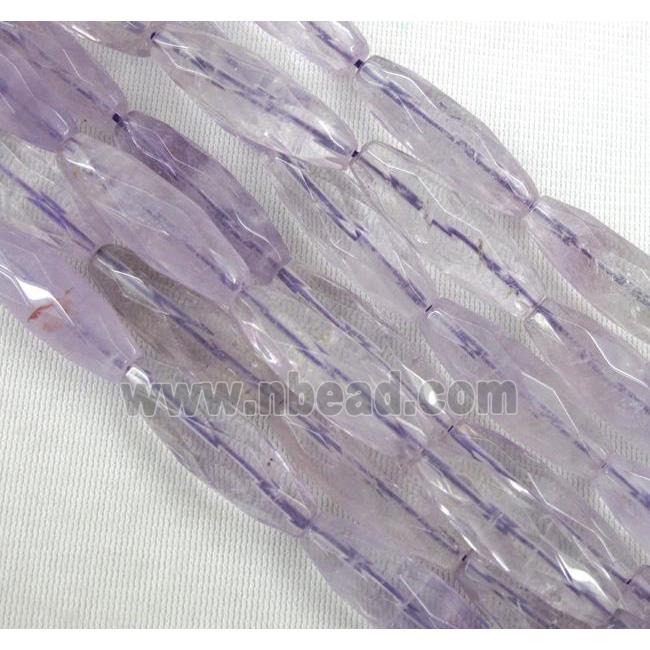 amethyst quartz bead, faceted barrel, lt.purple