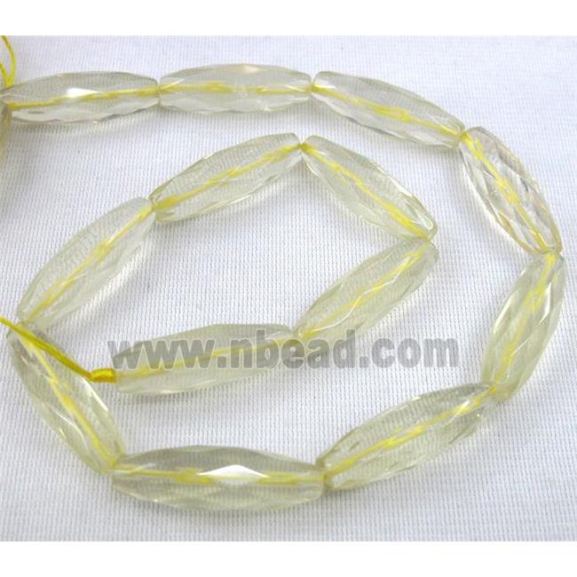 lemon quartz beads, faceted barrel