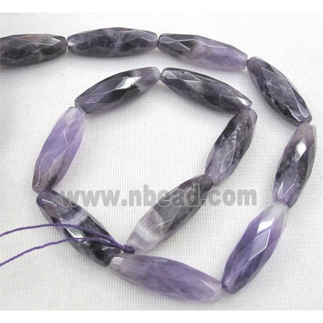 amethyst beads, faceted barrel, purple