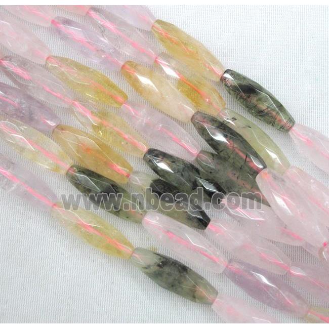 mixed gemstone beads, faceted barrel
