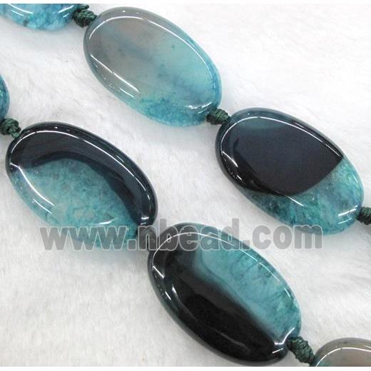 green druzy agate beads, oval