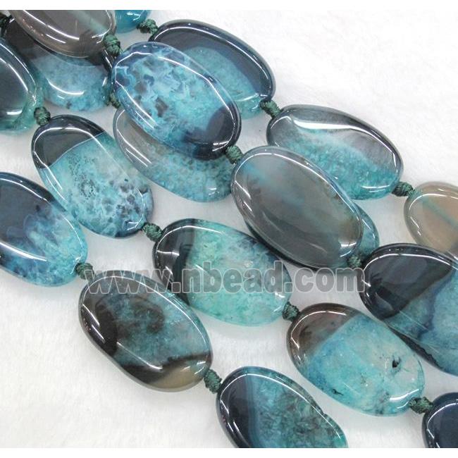 green druzy agate beads, oval