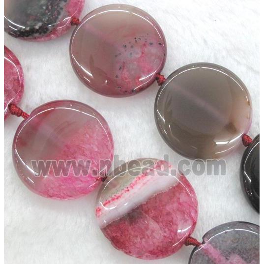 pink druzy agate circle beads