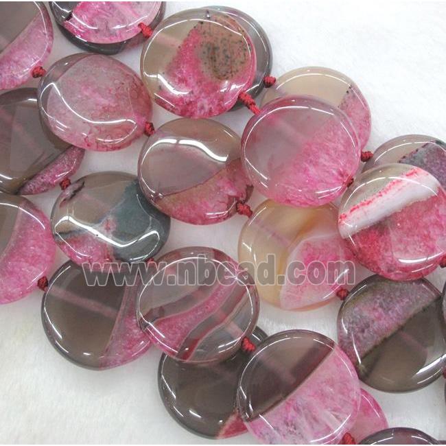 pink druzy agate circle beads
