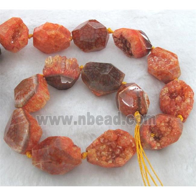 orange druzy agate beads, freeform
