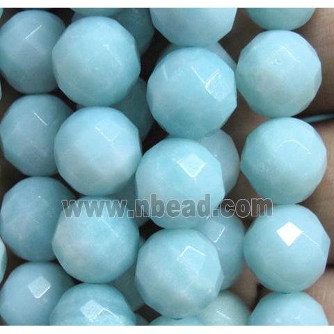natural Amazonite bead, faceted round, AA-Grade