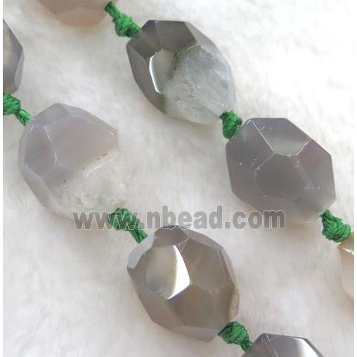 gray druzy agate beads, faceted freeform