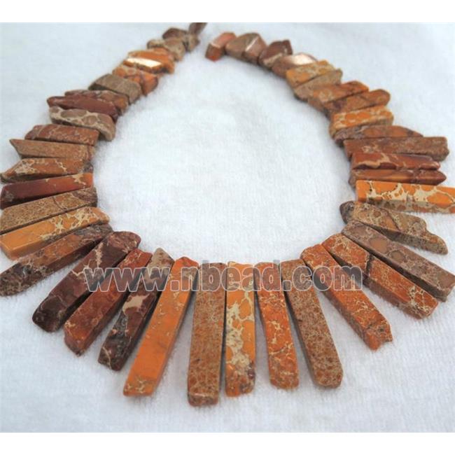 Imperial jasper beads collar, stick, orange, top dilled