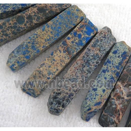 Imperial jasper beads collar, stick, blue, top dilled