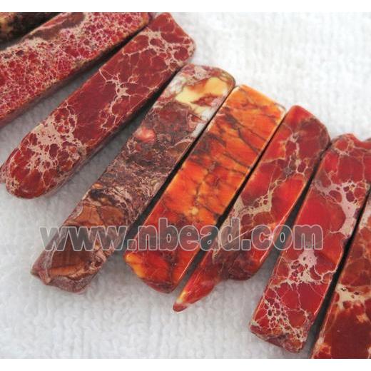 red Imperial jasper beads collar, stick, top dilled
