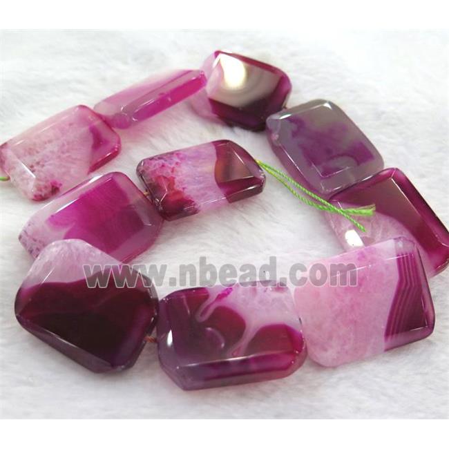 druzy agate beads, faceted rectangle, pink