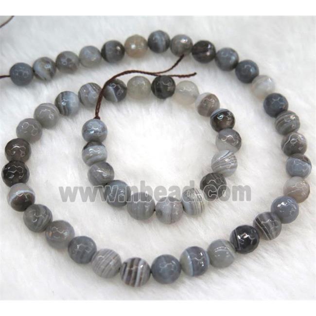 gray botswana agate beads, faceted round