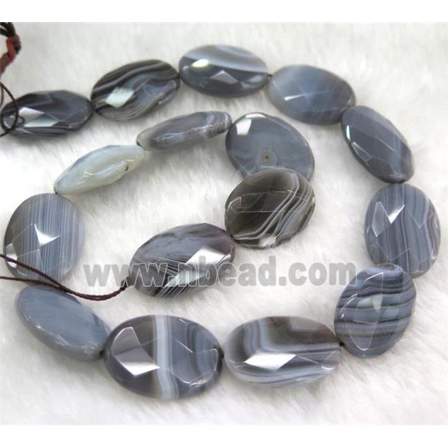 natural grey Botswana Agate beads, faceted oval