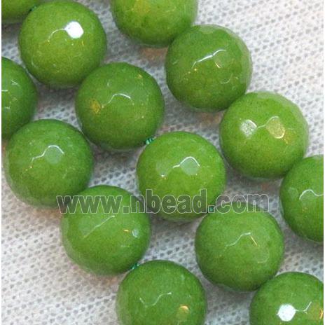 Natural Opal Jade Bead, faceted round, olive