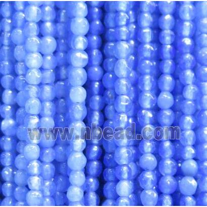 tiny jade bead, faceted round, dye blue