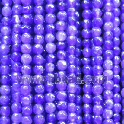 tiny jade bead, faceted round, dye purple