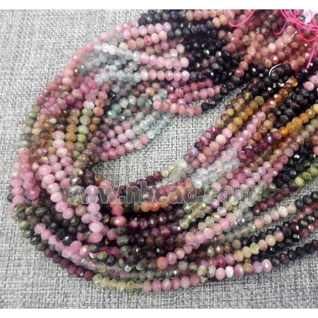 tourmaline beads, faceted rondelle, multi Color