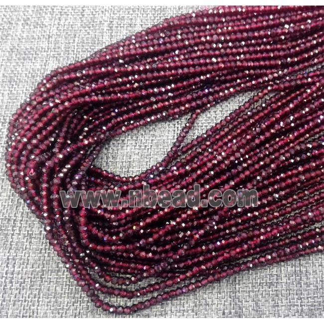 tiny red Garnet beads, faceted rondelle