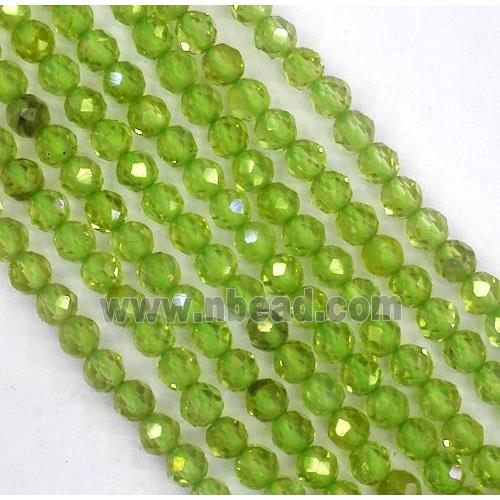 tiny Peridot beads, faceted round, olive