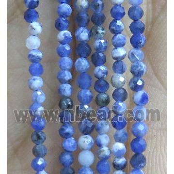tiny sodalite beads, faceted round, blue