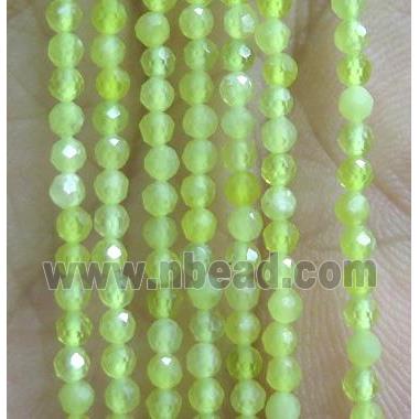 tiny Korean Chalcedony beads, olive, faceted round