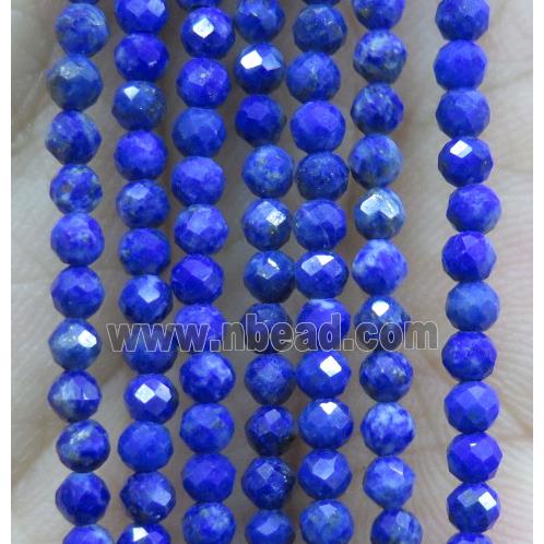 tiny Lapis Lazuli Beads, faceted round, blue