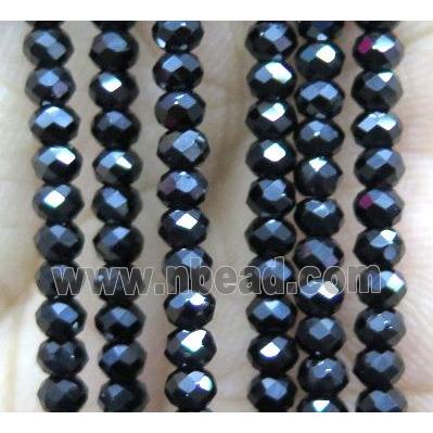 tiny Black Spinel seed Beads, faceted rondelle