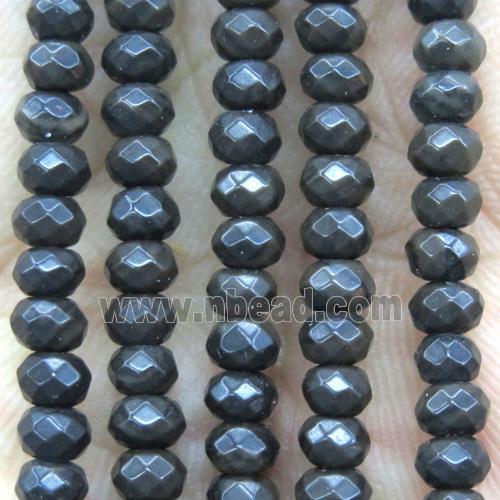 black coffee Jade beads, faceted rondelle