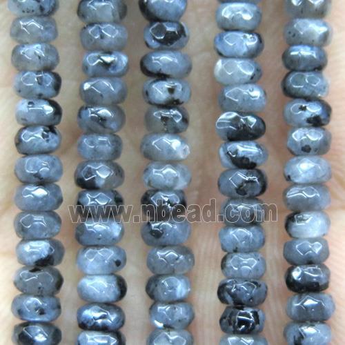 tiny black labradorite beads, faceted rondelle