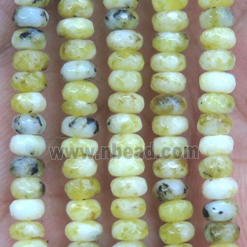 tiny yellow turquoise beads, faceted rondelle
