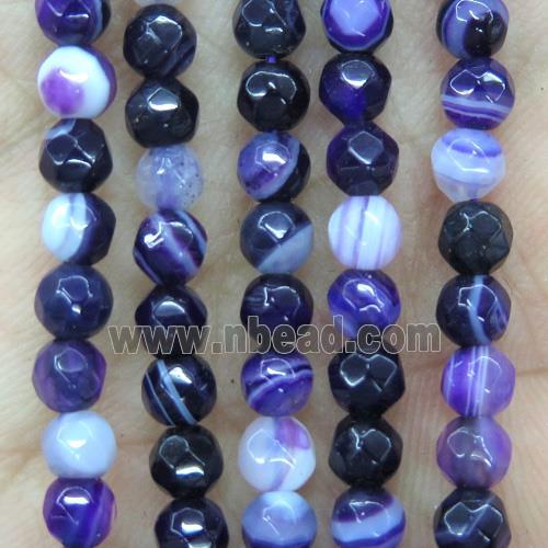 tiny purple stripe agate beads, faceted round