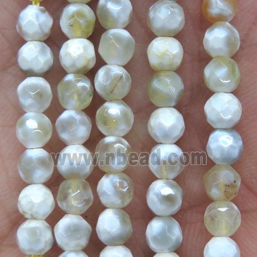tiny yellow fired agate beads, faceted round
