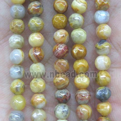 tiny yellow crazy agate beads, faceted round