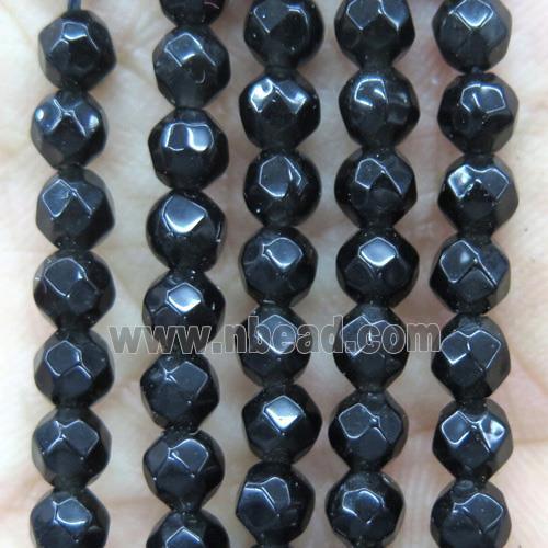 tiny black jasper beads, faceted round