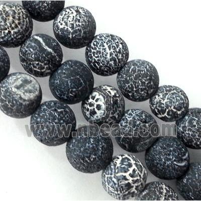 round black Crackle Agate beads