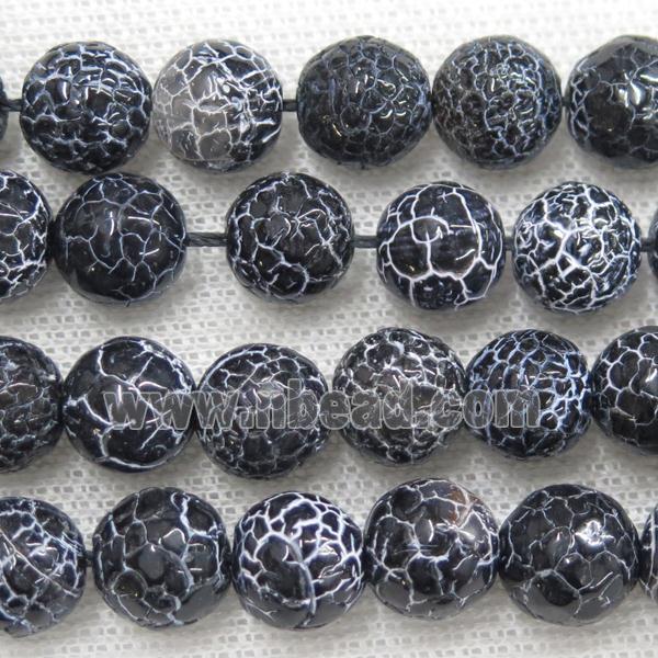 black Crackle Agate Stone beads, faceted round
