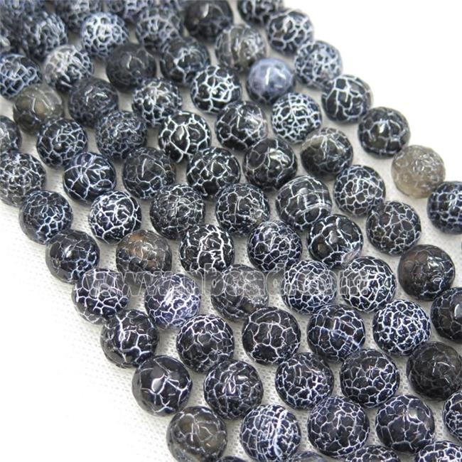 black Crackle Agate Stone beads, faceted round