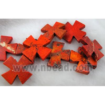 Dye crossTurquoise Beads,Red