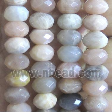 sunstone bead, faceted rondelle