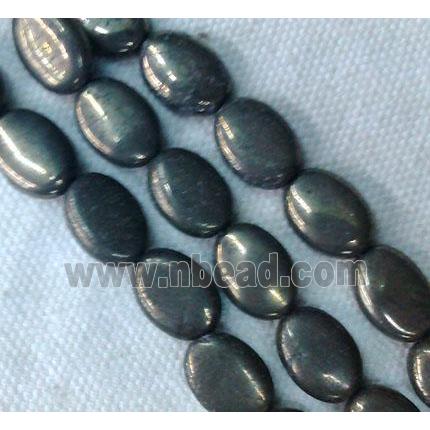 natural Pyrite Beads, flat oval