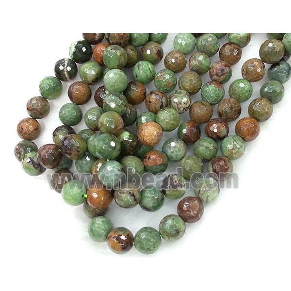 green opal jasper beads, faceted round