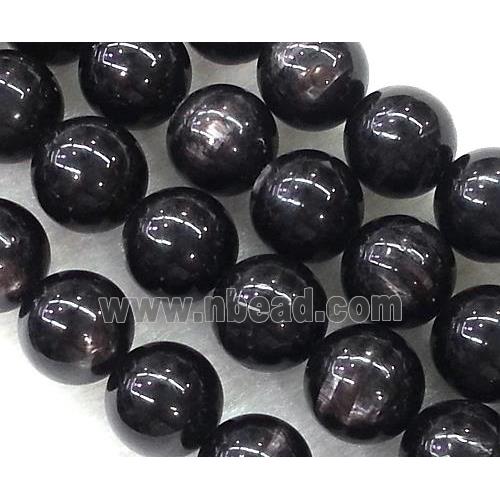 black Hornblende beads, round