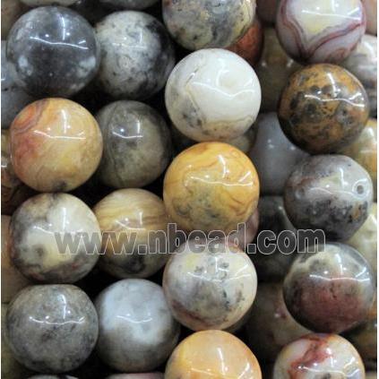 yellow crazy lace agate beads, round