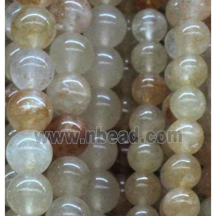milk quartz beads, round gemstone, yellow
