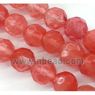 red watermelon quartz bead, faceted round