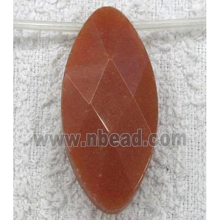 red aventurine bead, faceted flat-oval