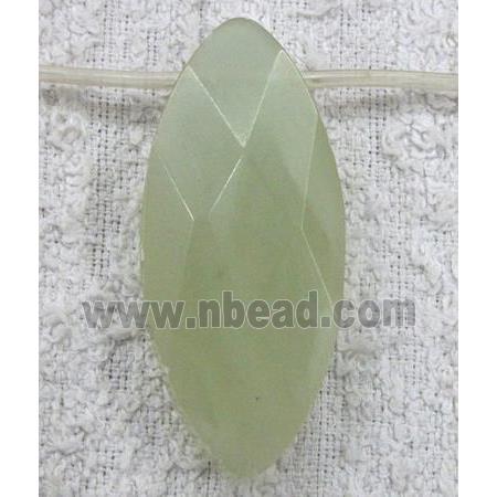 Chinese Jade bead, faceted flat-oval