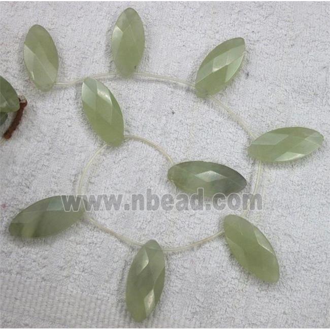 Chinese Jade bead, faceted flat-oval