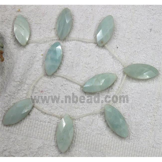 Amazonite bead, faceted flat-oval