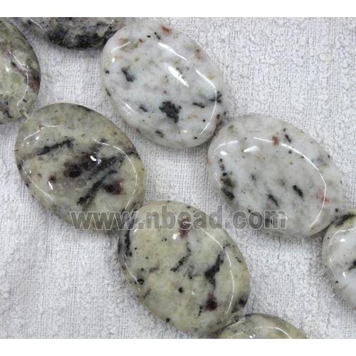 dalmatian jasper beads, flat-oval